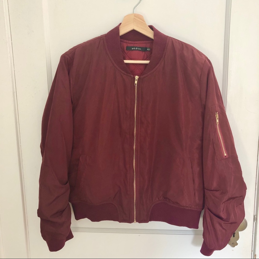 Anthropologie Ark & Co Maroon Zip-up Jacket